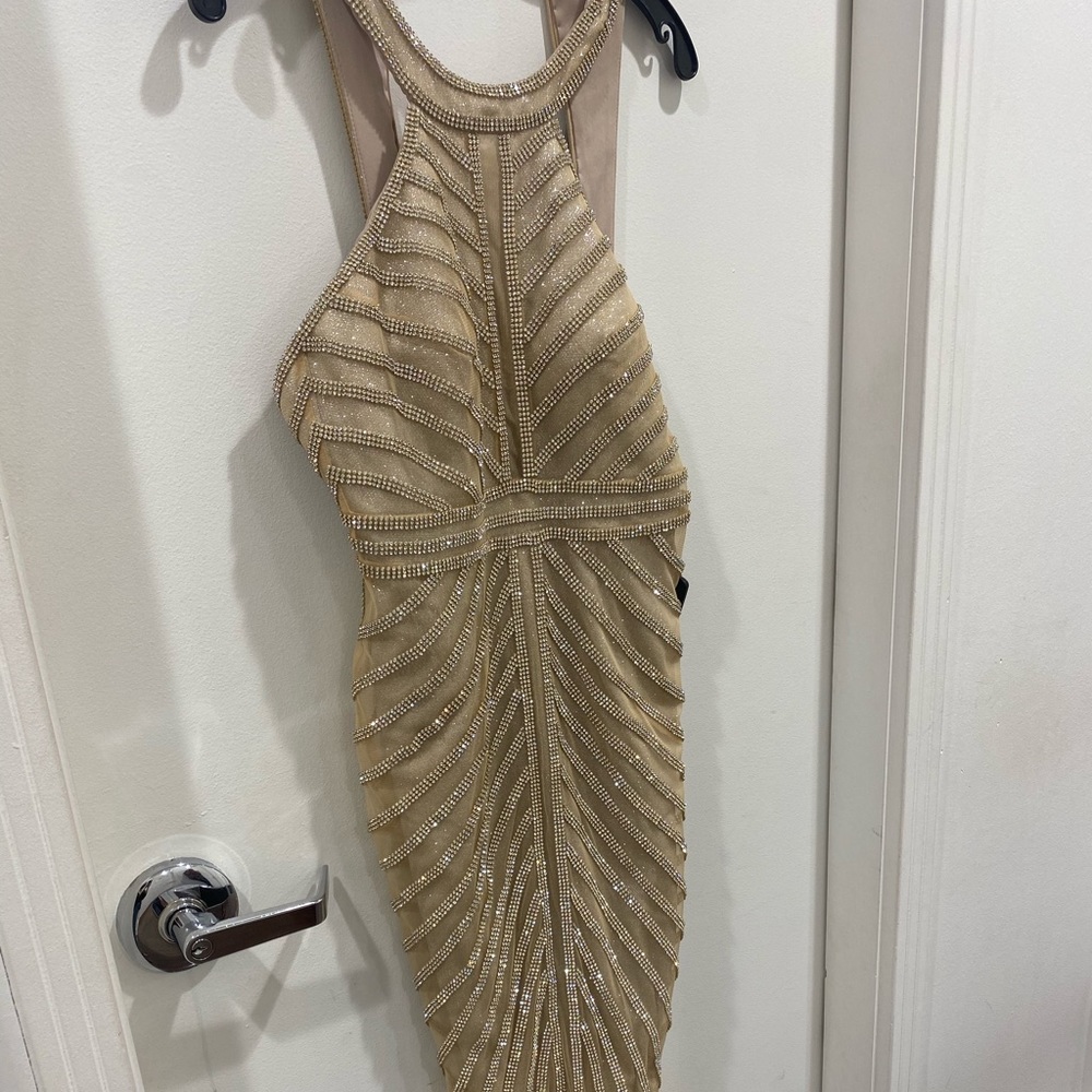 Champagne beaded evening gown - Picture 6 of 12